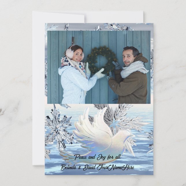 Cartes Pour Fêtes Annuelles Sparkling Snowflakes Dove of Peace Christmas (Devant)