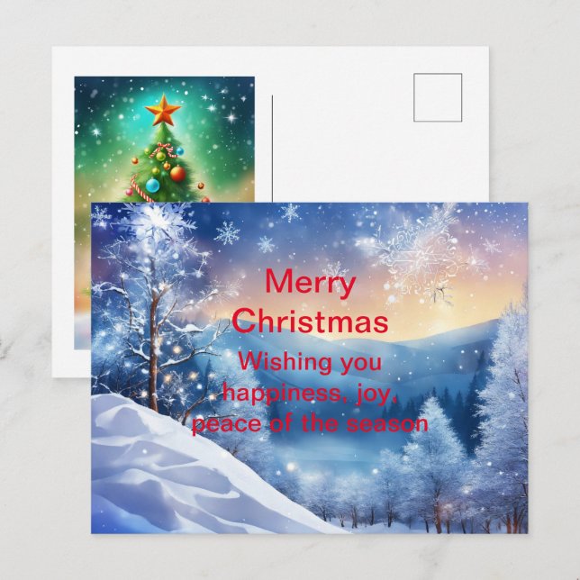 Cartes Pour Fêtes Annuelles Sparkling Winter Christmas Holiday Card Snowling (Devant / Derrière)