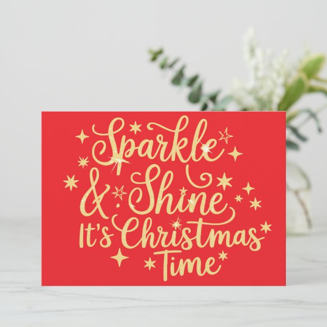 Cartes Pour Fêtes Annuelles Sparkly And Shine C'est Noël Parties scintillant N (Debout devant)