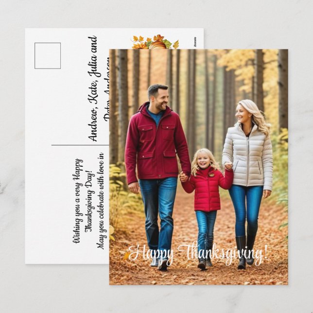 Cartes Pour Fêtes Annuelles Spécial 1 Bon thanksgiving photo de famille (Devant / Derrière)