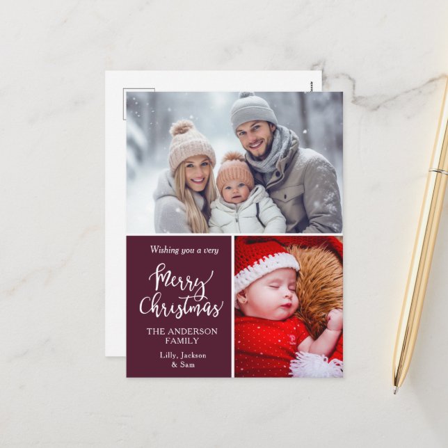 Cartes Pour Fêtes Annuelles Spécifique client "Joyeux Noël" 2 Photos (Devant/Arrière en situation)