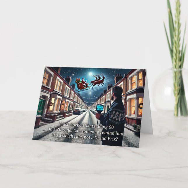 Cartes Pour Fêtes Annuelles Speeding Père Noël Christmas Greeting Card 2024 (Devant)