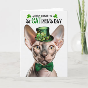 Cartes Pour Fêtes Annuelles Sphynx Chat Lucky Charm St CATrick's Day