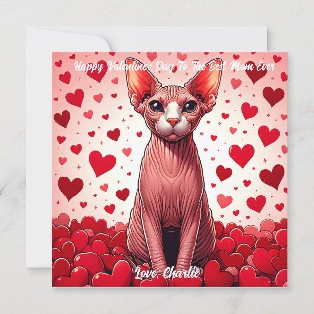 Cartes Pour Fêtes Annuelles Sphynx Chat Valentine Day Purr (Devant)
