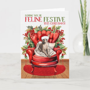 Cartes Pour Fêtes Annuelles Sphynx Christmas Chat FELINE Festive