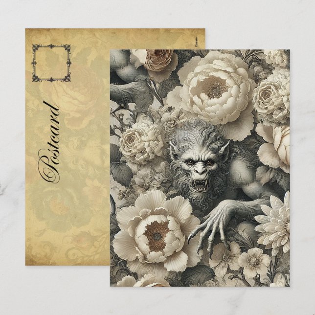 Cartes Pour Fêtes Annuelles Splendor lycanthropique - Victorien gothique (Devant / Derrière)