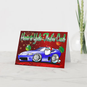 Cartes Pour Fêtes Annuelles Sportscar Cartoon Santa Christmas Card