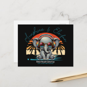 Cartes Pour Fêtes Annuelles Spring Sunshine and Ele-fun Retro Beach Getaway