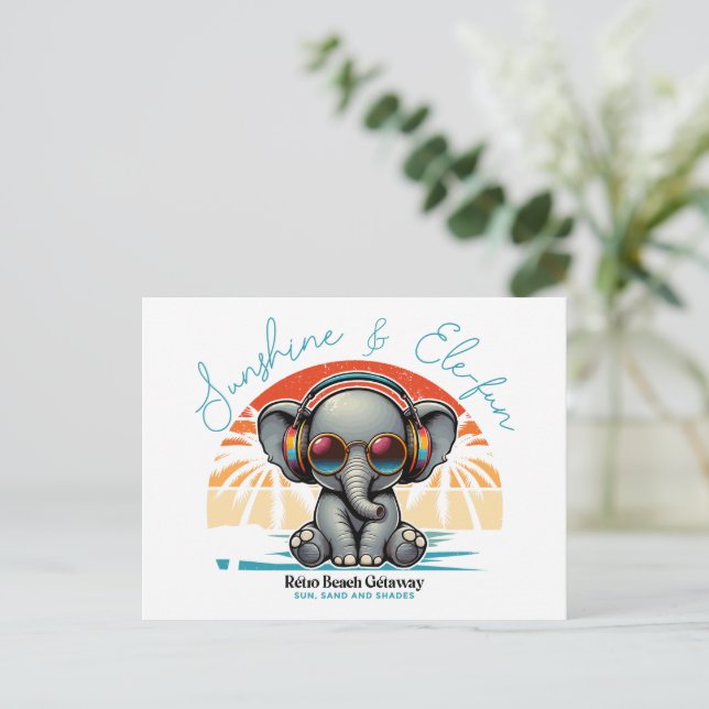 Cartes Pour Fêtes Annuelles Spring Sunshine and Ele-fun Retro Beach Getaway (Debout devant)
