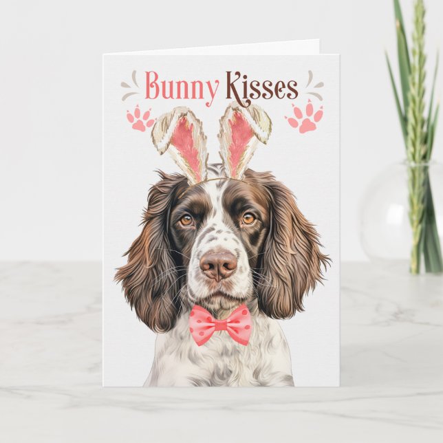 Cartes Pour Fêtes Annuelles Springer Chien anglais dans Bunny Ears pour Pâques (Devant)