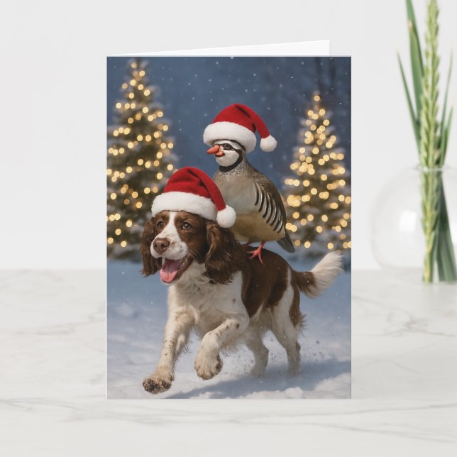 Cartes Pour Fêtes Annuelles Springer Spaniel and Partridge Christmas card (Devant)