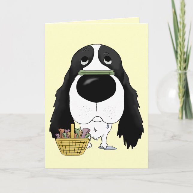 Cartes Pour Fêtes Annuelles Springer spaniel - chasse à os de Pâques, (Devant)