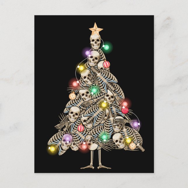 Cartes Pour Fêtes Annuelles Squelette Arbre de Noël Drôle laide Skeletons de N (Devant)