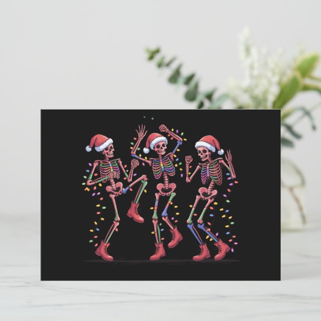 Cartes Pour Fêtes Annuelles Squelette de Noël Squelette de danse Lumières Joye (Debout devant)