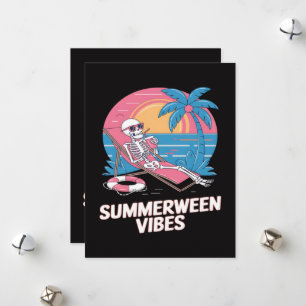 Cartes Pour Fêtes Annuelles Squelette de Summerween Vacances d'été Plage Drôle