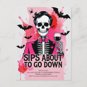Cartes Pour Fêtes Annuelles Squelette Vin Halloween