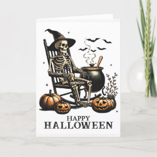 Cartes Pour Fêtes Annuelles Squelette Vintage Drôle Attend Halloween