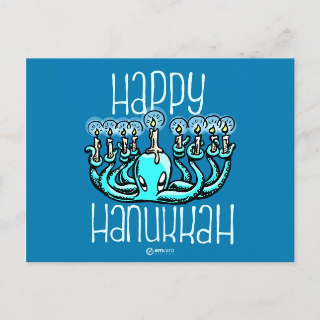 Cartes Pour Fêtes Annuelles Squiggles : Joyeux Hannukah Poulpe (Devant)