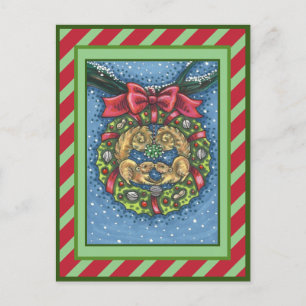 CARTES POUR FÊTES ANNUELLES SQUIRRELS DE BATTERIE SOUS MISTLETOE, VARIE NUT