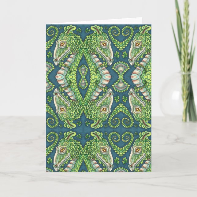 CARTES POUR FÊTES ANNUELLES ST. DRAGON SHAMROCK VERT DE PATRICK, IMAGINAIRE IR (Devant)