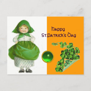 CARTES POUR FÊTES ANNUELLES ST. LA JOURNÉE DE PATRICK - IRLANDE FILLE EMERALD