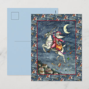 CARTES POUR FÊTES ANNUELLES ST. NICK, RÉINDEUR BLANC VOL, MAGIE DE NOËL