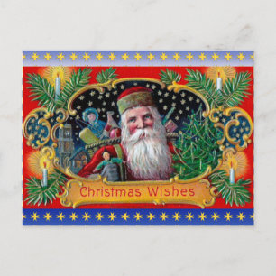 Cartes Pour Fêtes Annuelles St. Nick victorien avec des étoiles d'or et des jo
