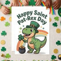 St Patrick’s Day Dinosaur Kids Card