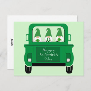 Cartes Pour Fêtes Annuelles St Patrick's Day Gnomes dans un camion