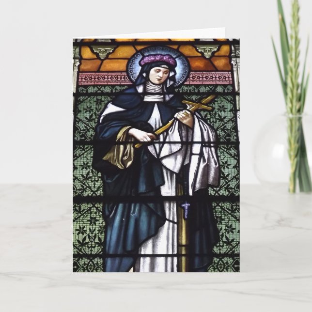 Cartes Pour Fêtes Annuelles St Rose de Lima - priez pour le vitrail (Devant)