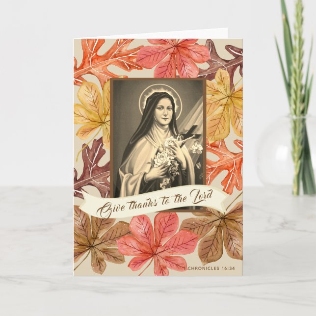 Cartes Pour Fêtes Annuelles St Therese Lisieux Thanksgiving Feuilles d'automne (Devant)