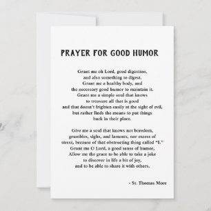 Cartes Pour Fêtes Annuelles St. Thomas Plus de prière pour le bon Humour