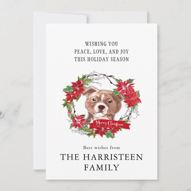 Cartes Pour Fêtes Annuelles Staffordshire Bull Terrier Aquarelle Noël (Devant)
