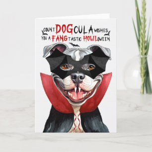 Cartes Pour Fêtes Annuelles Staffordshire Chien Drôle nombre DOGcula Halloween