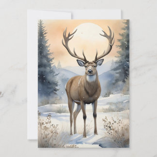 Cartes Pour Fêtes Annuelles Stag de la Majesté d'hiver dans la forêt de neige