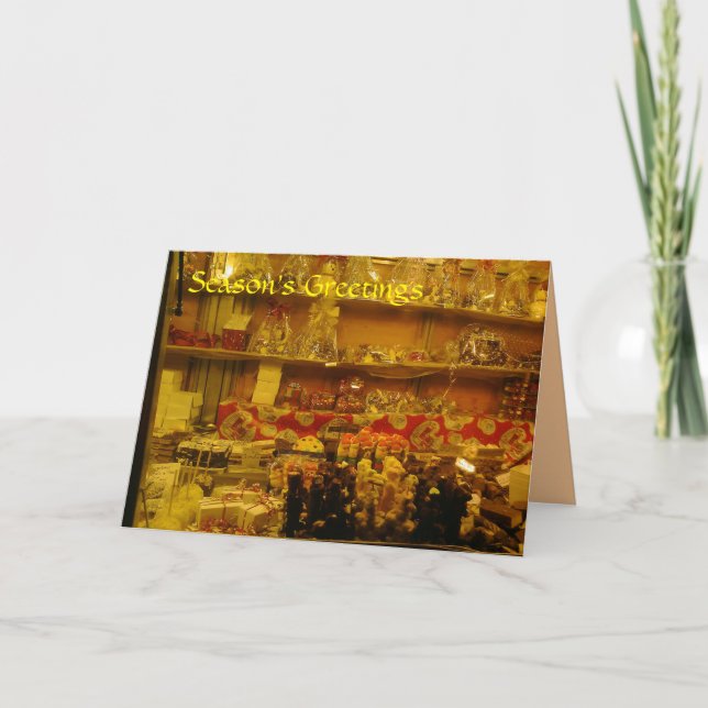 Cartes Pour Fêtes Annuelles Stalle douce au marché allemand de Noël, (Devant)
