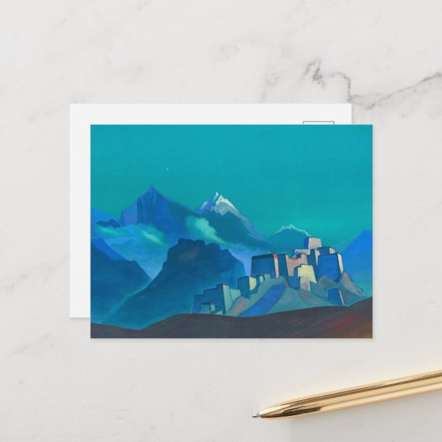 Cartes Pour Fêtes Annuelles Star of the Morning par Nicholas Roerich (Devant/Arrière en situation)