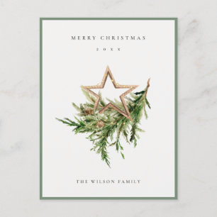 Cartes Pour Fêtes Annuelles Star Orament Pine Branch Faune Joyeux Noël