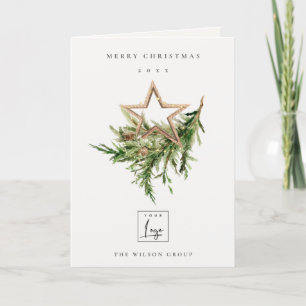 Cartes Pour Fêtes Annuelles Star Ornament Pine Fauna Logo Joyeux Noël