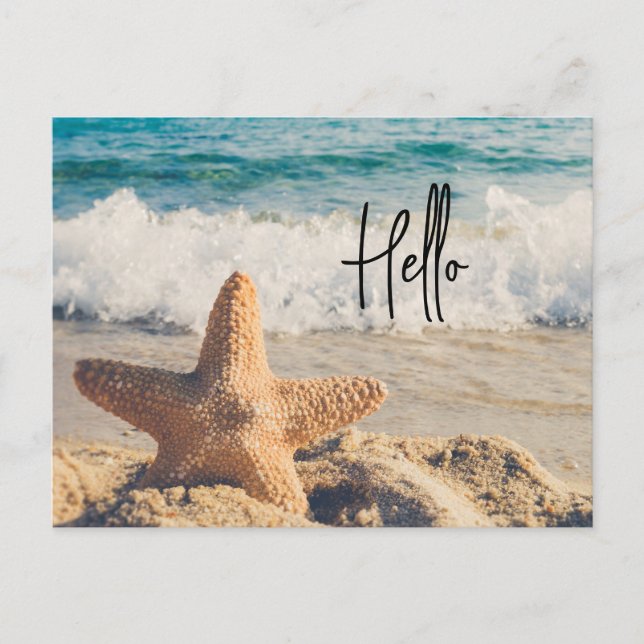Cartes Pour Fêtes Annuelles Starfish sur une plage de sable Photographie Bonjo (Devant)