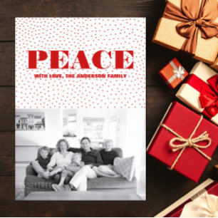 Cartes Pour Fêtes Annuelles Starred Peace Holiday Photo Card Red