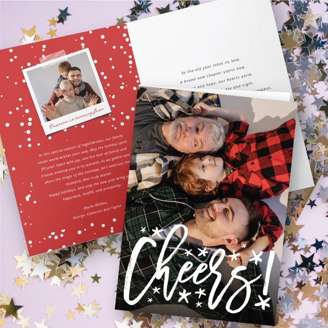 Cartes Pour Fêtes Annuelles Starry Cheers Brush Script Moderne Photo du Nouvel (Créateur téléchargé)