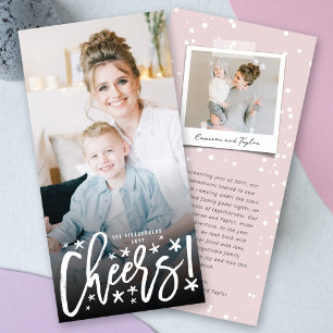 Cartes Pour Fêtes Annuelles Starry Cheers Brush Script Moderne Photo du Nouvel