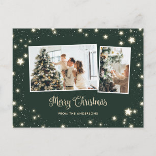Cartes Pour Fêtes Annuelles Starry Green Snow 3 Photo Joyeux Noël