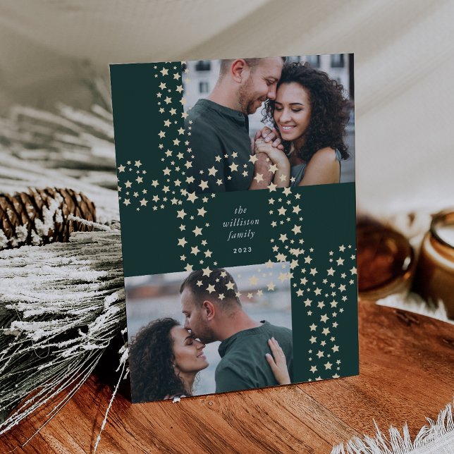 Cartes Pour Fêtes Annuelles Starry Joy | Deux photos (Créateur téléchargé)