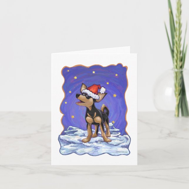 Cartes Pour Fêtes Annuelles Starry Night Festive Chihuahua (Devant)