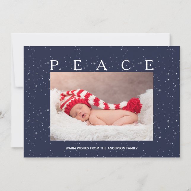 Cartes Pour Fêtes Annuelles Starry Peace on Navy Blue Christmas Photo personna (Devant)