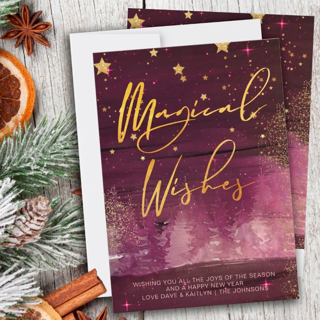 Cartes Pour Fêtes Annuelles Starry Winter Night Magiques Wives Ruby et Gold (Créateur téléchargé)