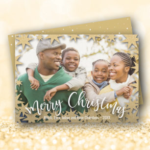 Cartes Pour Fêtes Annuelles Stars Gold Joyeux Noël Photo