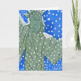 Cartes Pour Fêtes Annuelles Statue de la liberté dans la neige par Joel